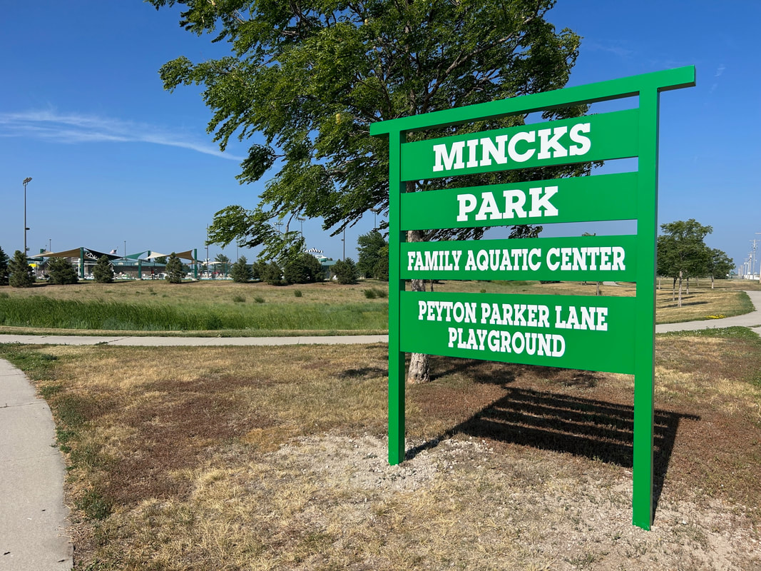 Mincks Park sign in York, Nebraska